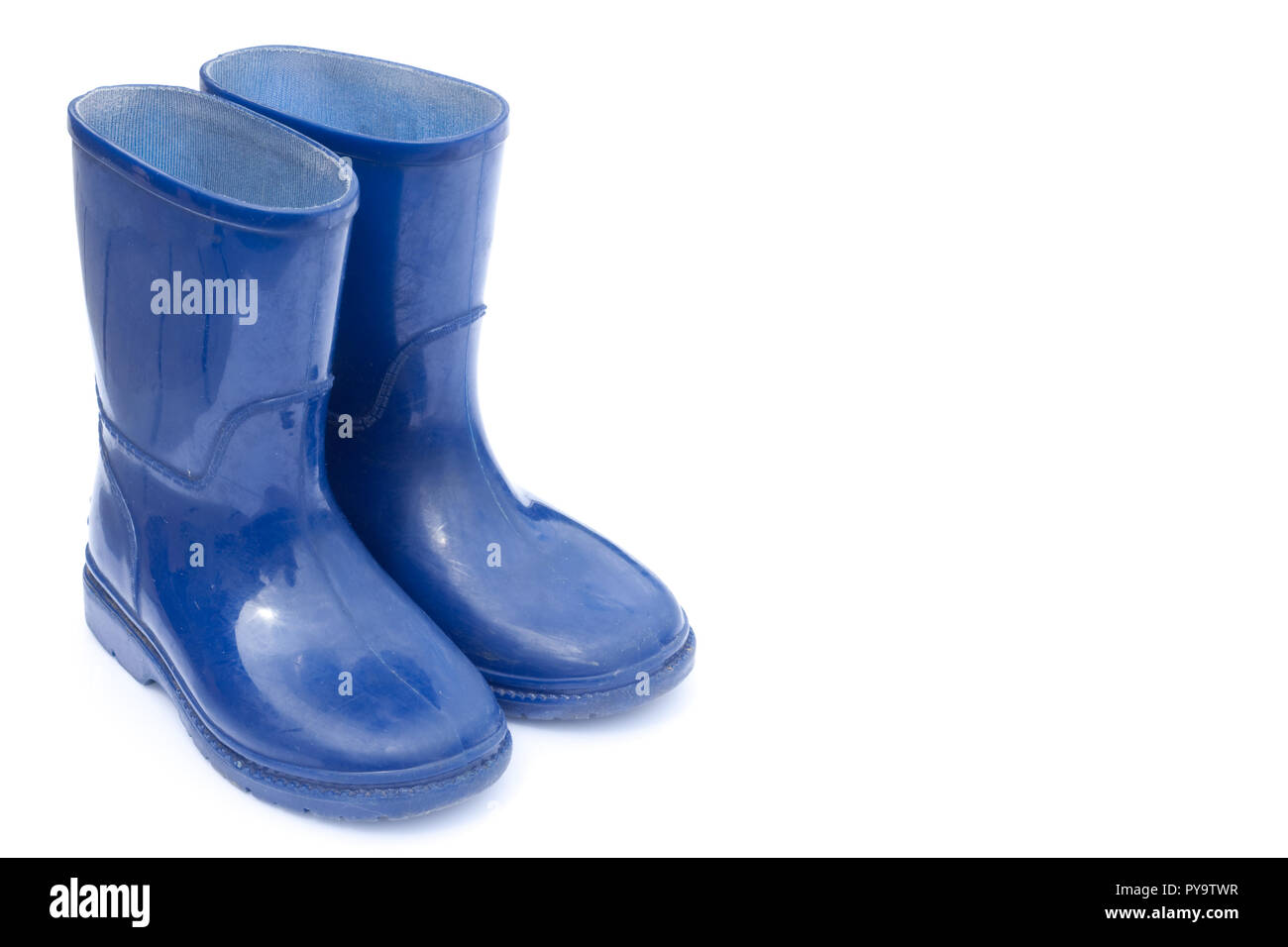Blue child's wellington boots Stock Photo