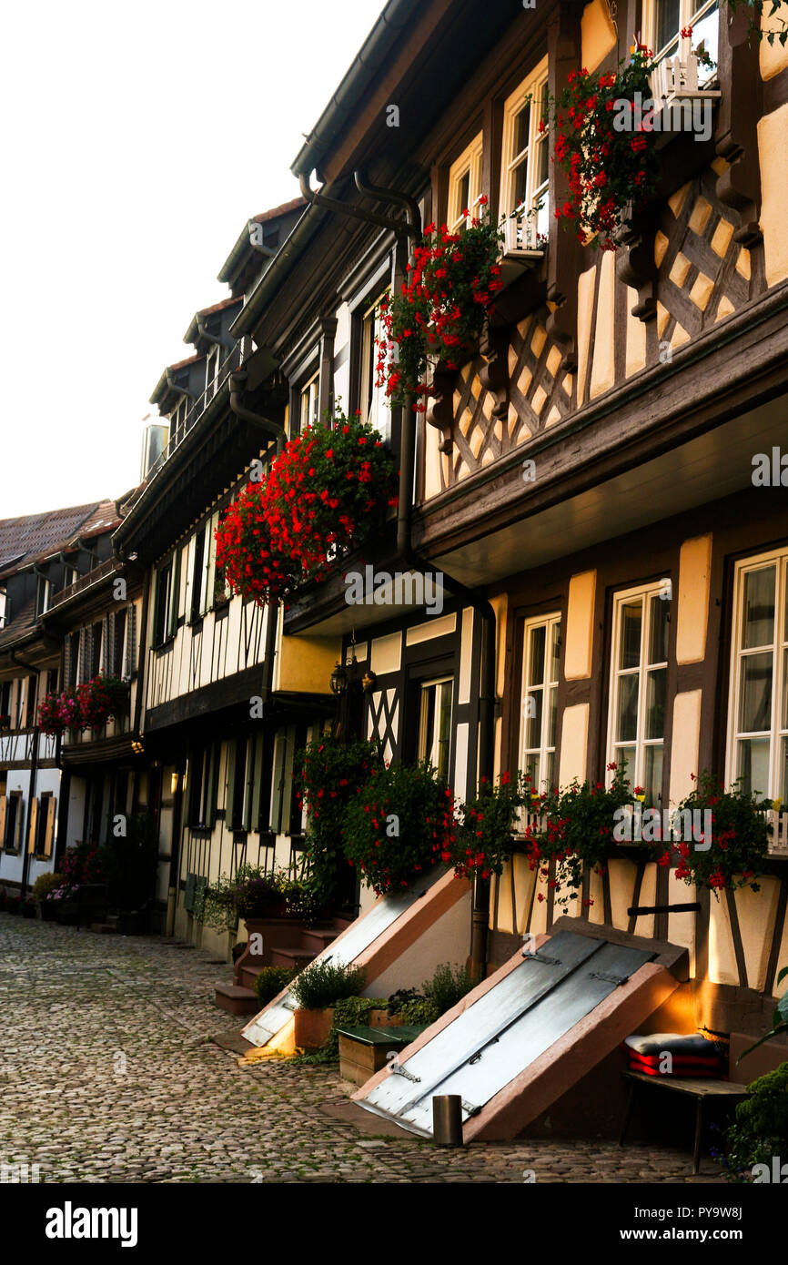 Historical street 'Engelgasse' in Gengenbach in the Black Forest in Germany Stock Photo