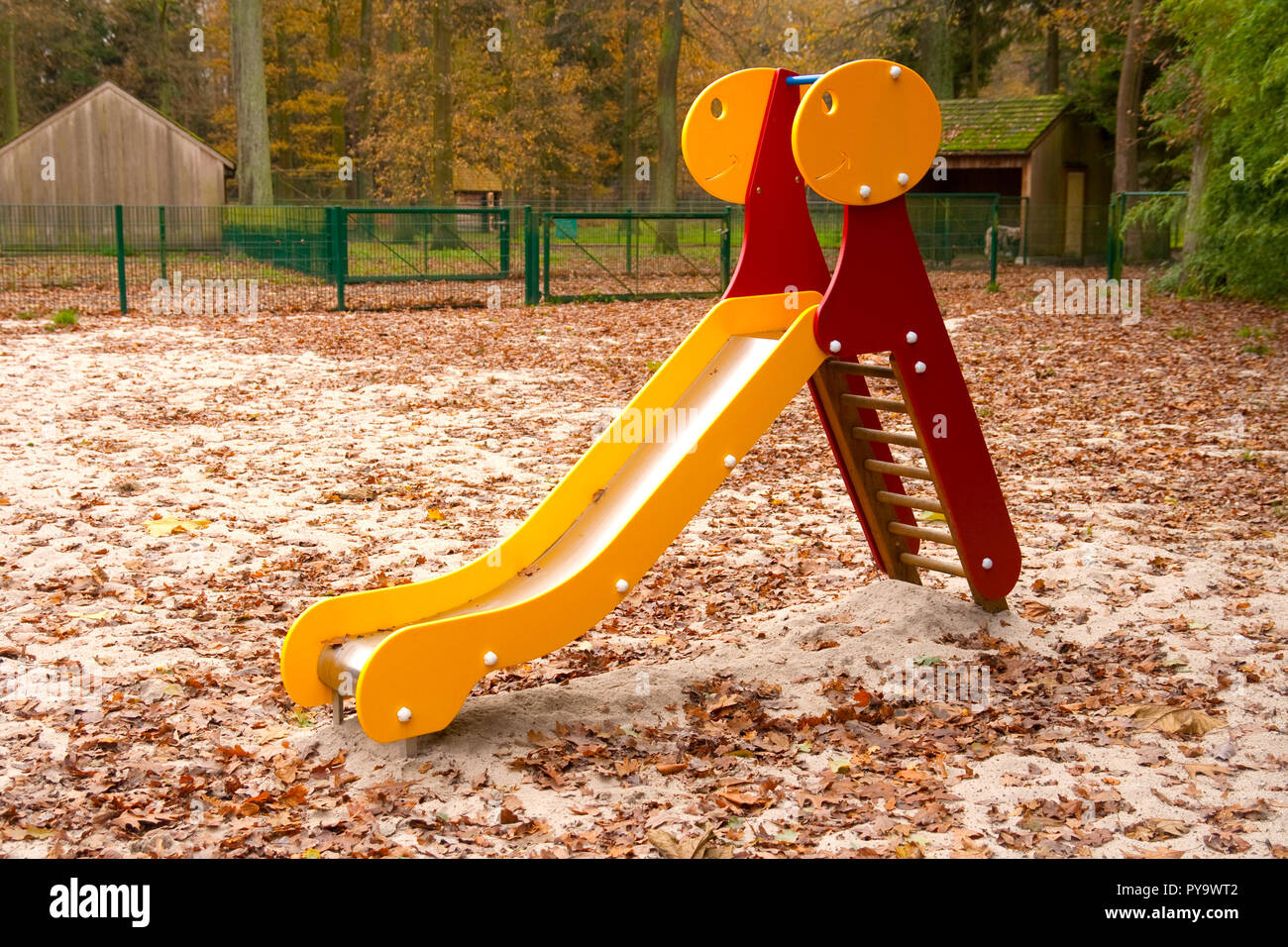 Empt slide at the playground Stock Photo