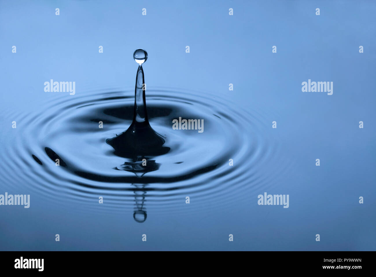 Drop of water creating ripples Stock Photo