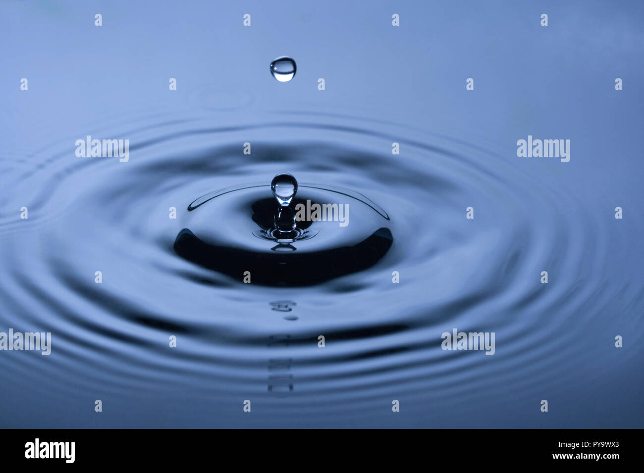 Drops of water creating ripples Stock Photo