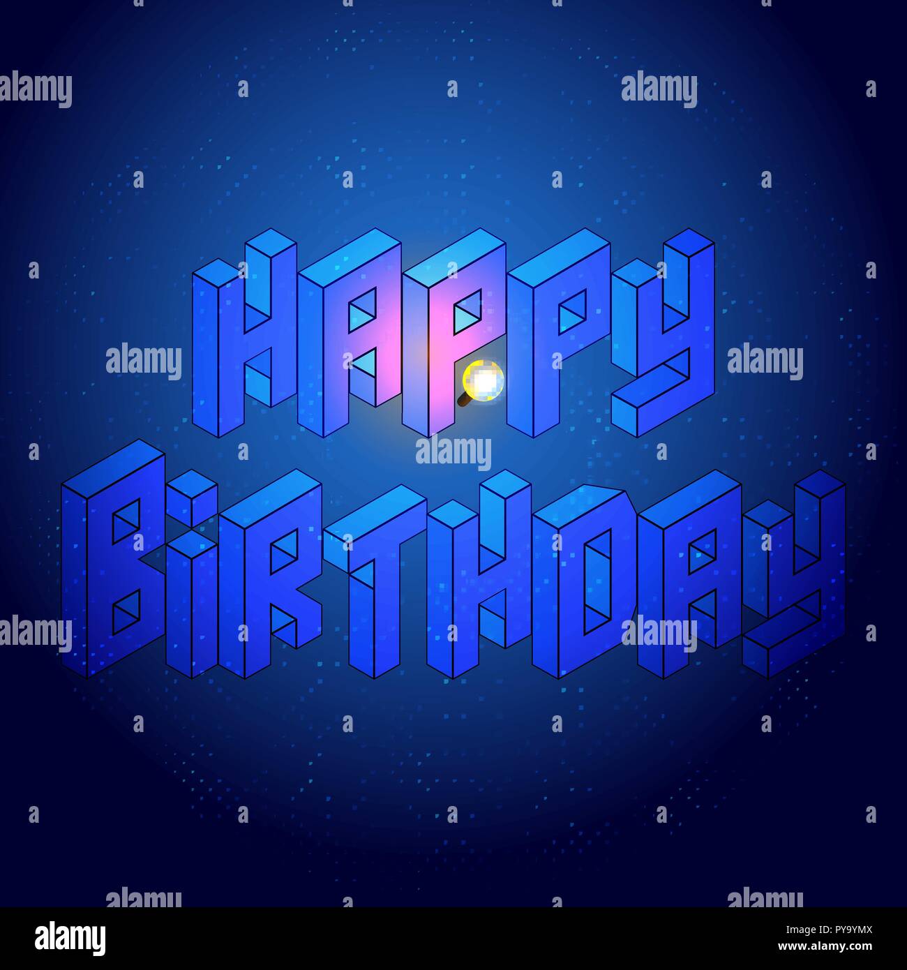 Isometric happy birthday design element, stock vector Stock Vector