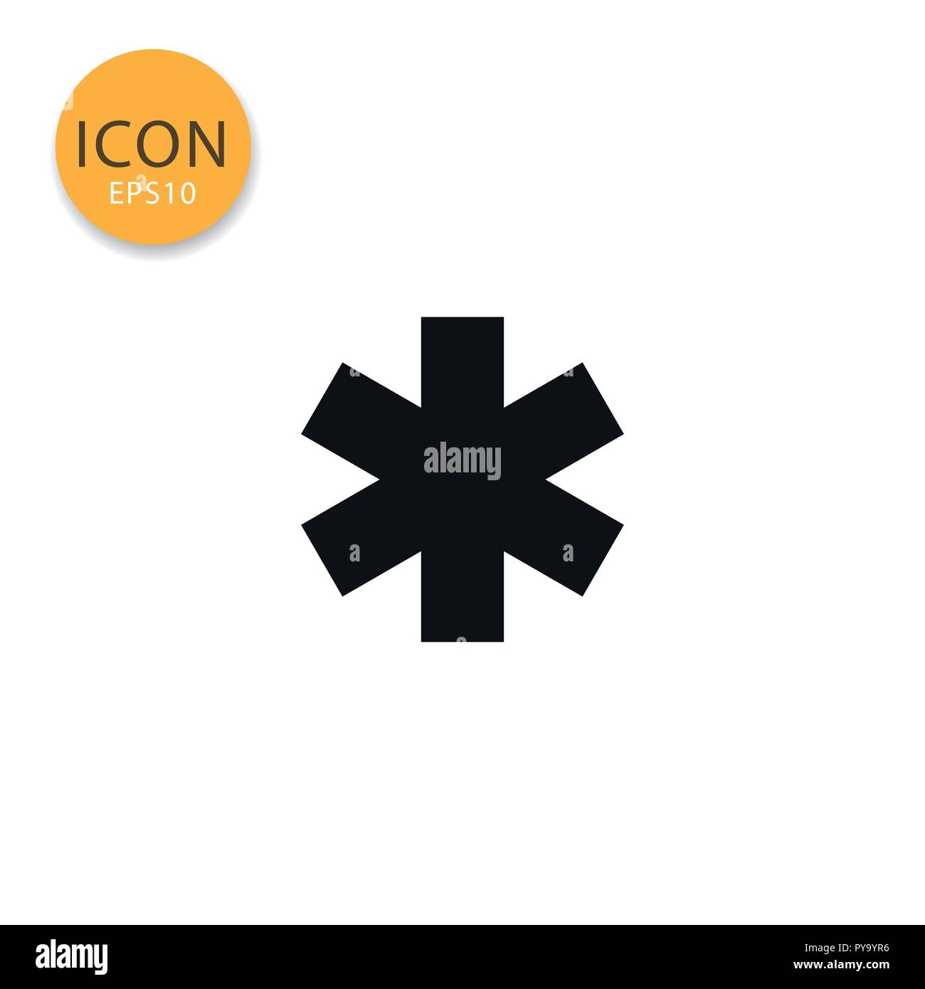 Star of life icon flat style in black color vector illustration on