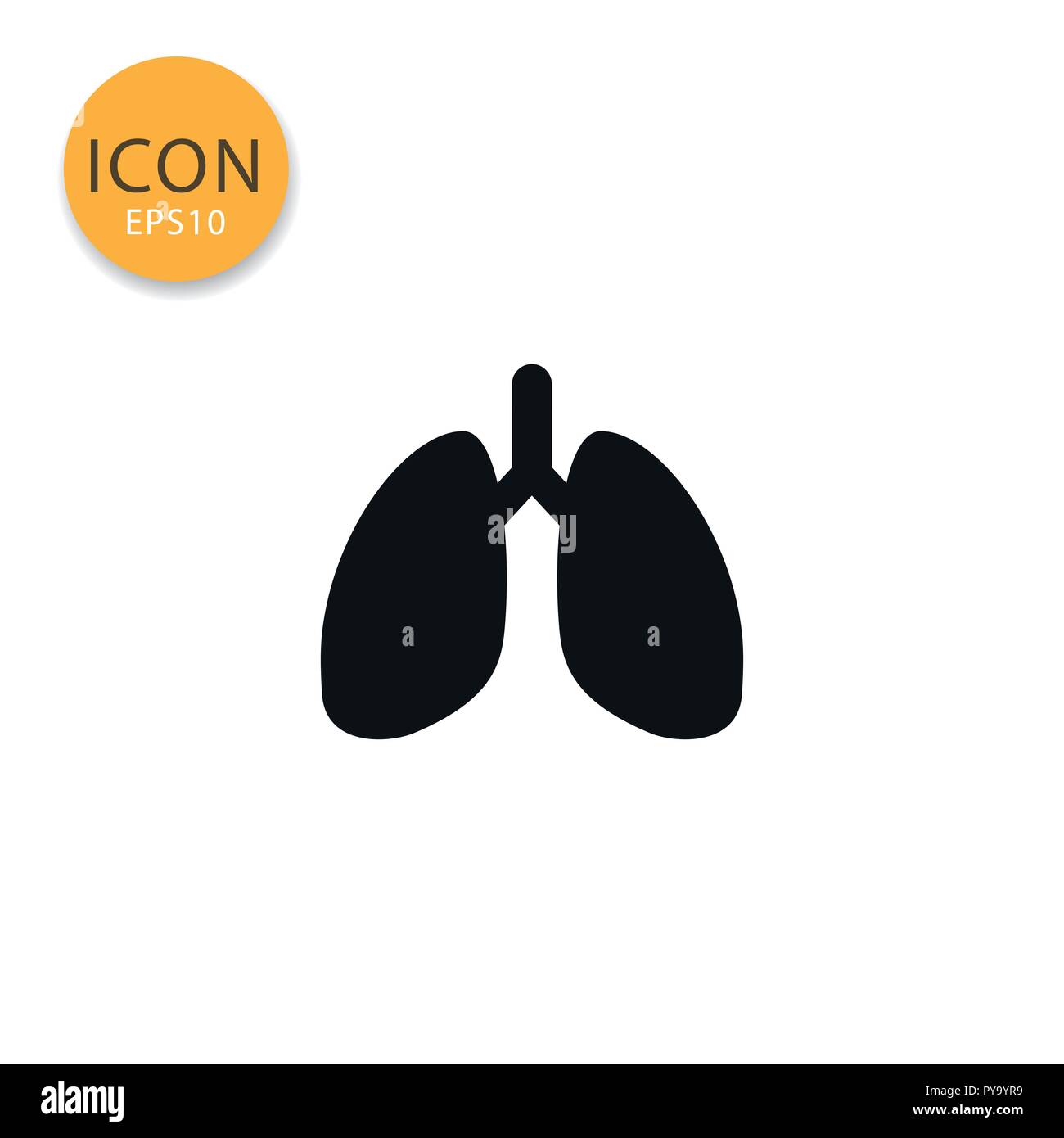 Lungs icon flat style in black color vector illustration on white ...