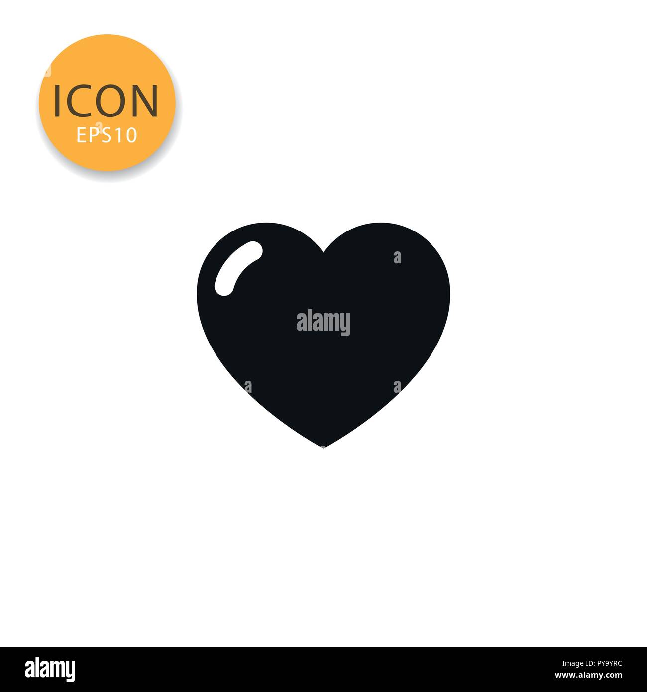Heart icon flat style in black color vector illustration on white ...