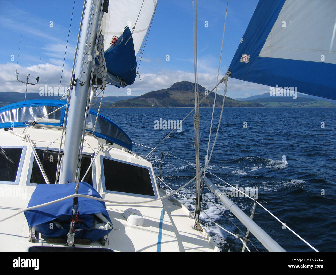 The photographer's yacht, Moonshadow, a Southerly 115, sailing close