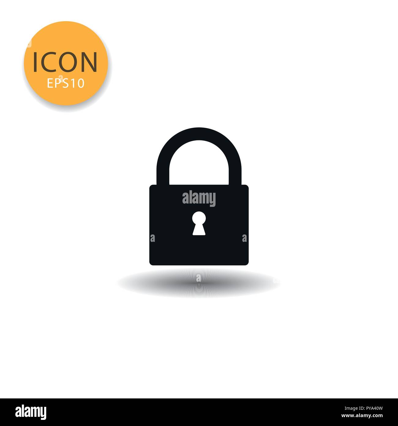 Padlock icon flat style in black color vector illustration on white ...