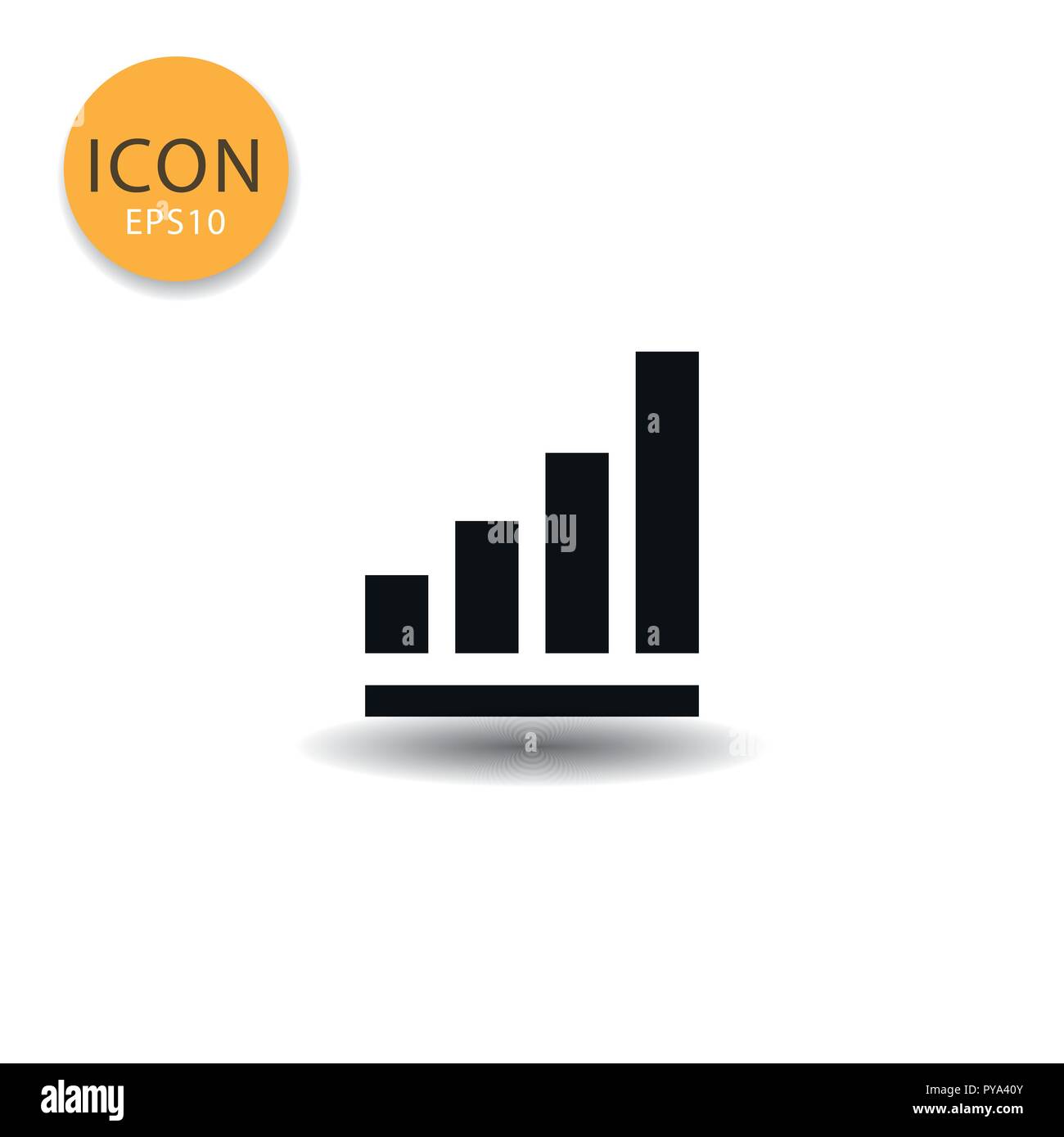 Bar chart icon flat style in black color vector illustration on white