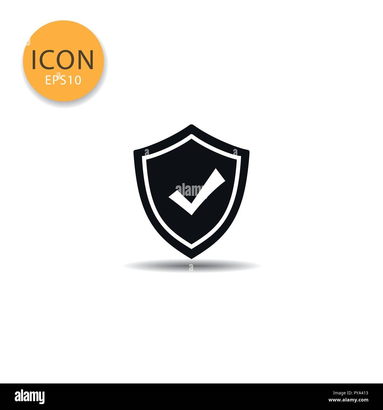 Shield icon flat style in black color vector illustration on white ...