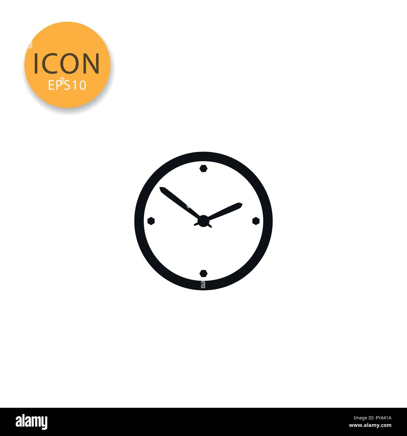 Clock icon flat style in black color vector illustration on white ...