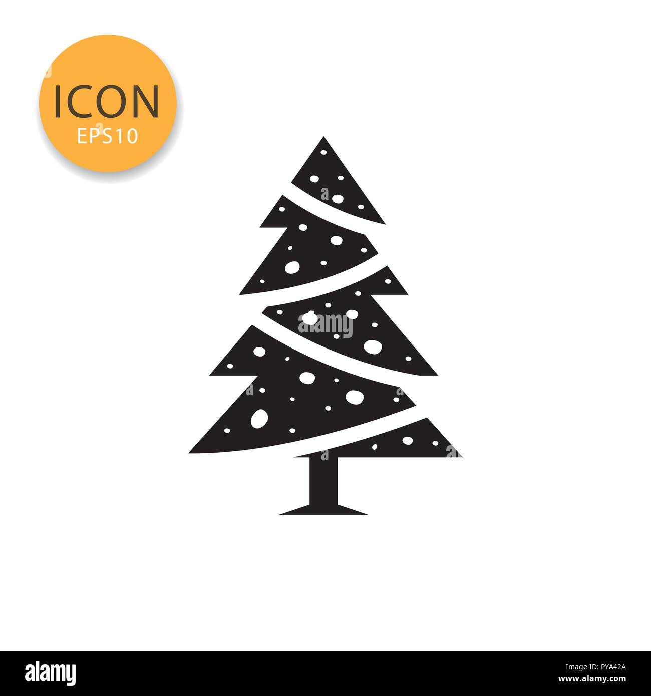 Christmas tree icon flat style in black color vector illustration on ...