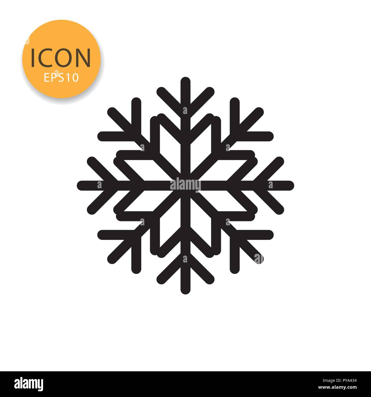 Snowflake icon flat style in black color vector illustration on white ...