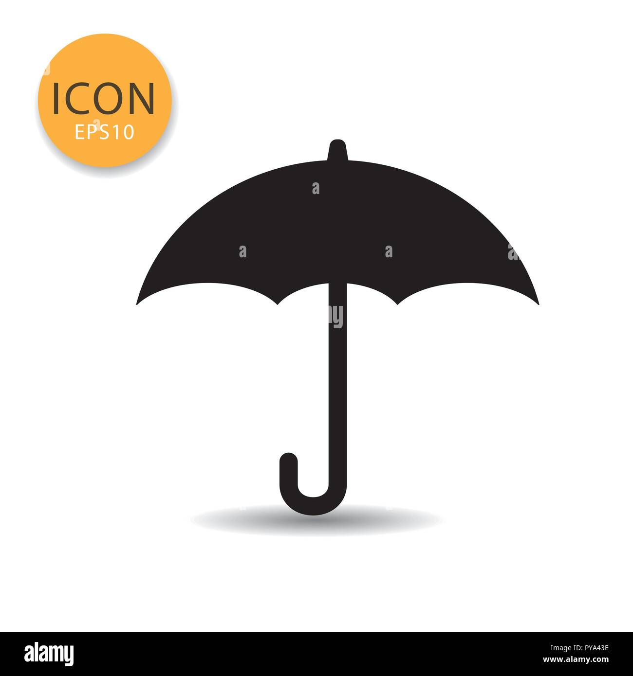 Umbrella icon flat style in black color vector illustration on white ...