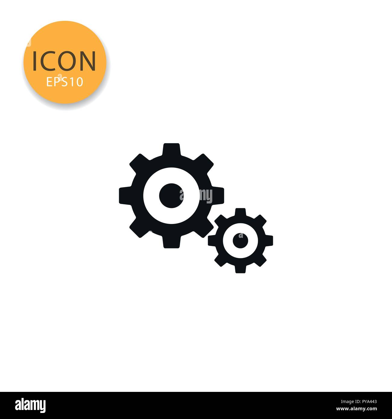 Gears icon flat style in black color vector illustration on white background. Stock Vector