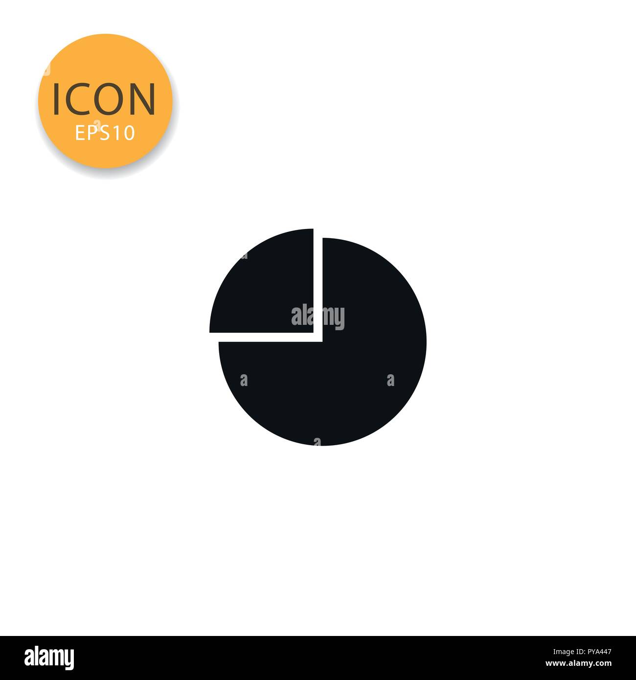 Pie chart icon flat style in black color vector illustration on white ...
