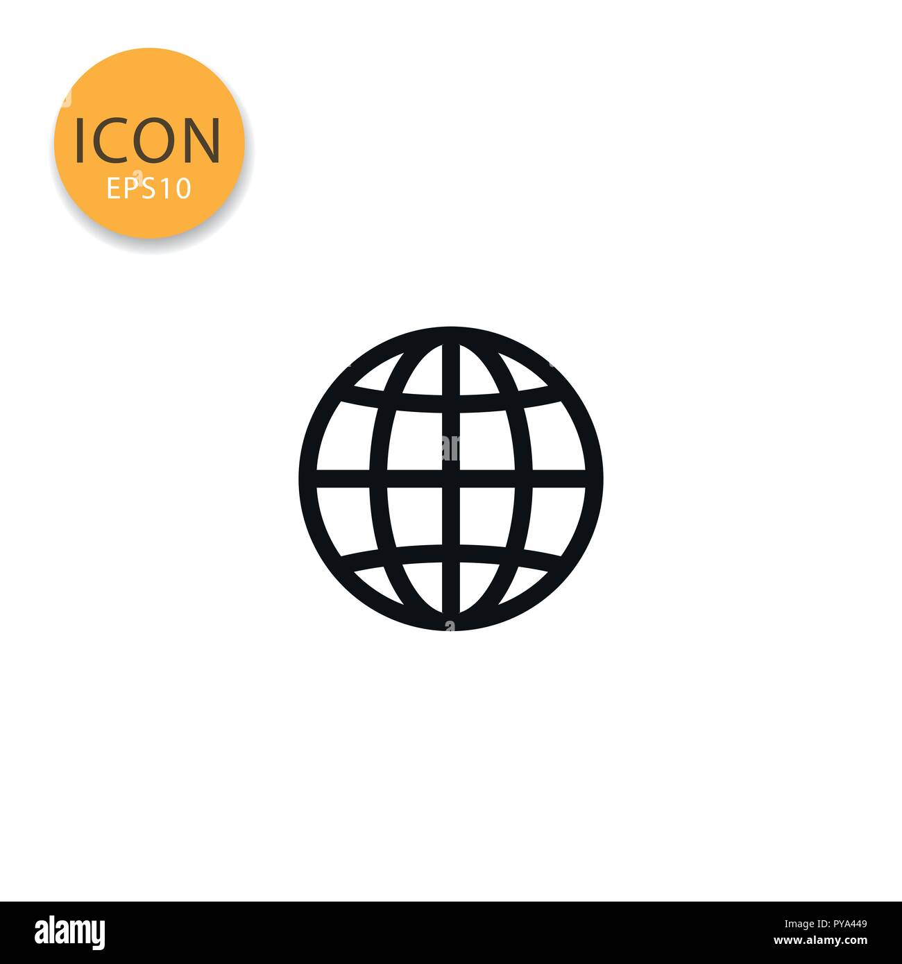 Globe icon flat style in black color vector illustration on white ...