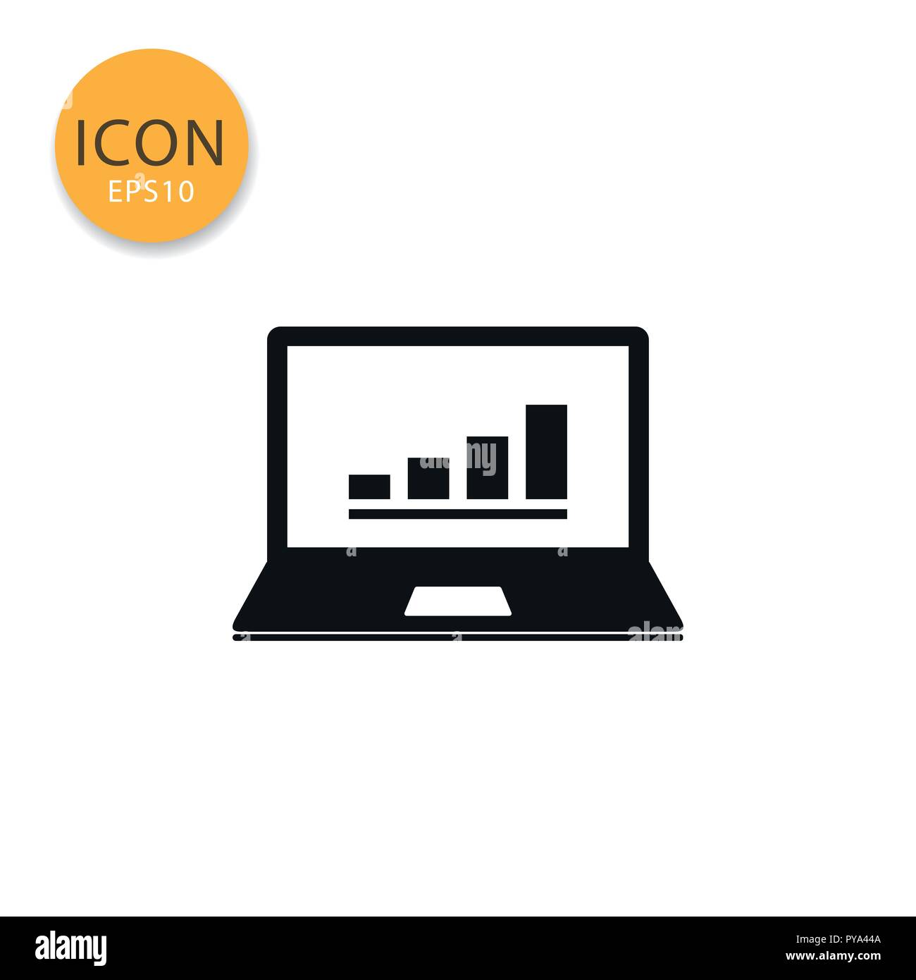 Laptop icon flat style in black color vector illustration on white ...