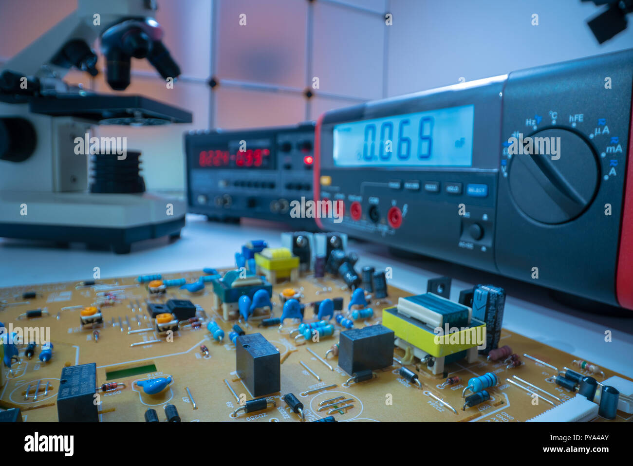 Printed circuit Board  PCB in the service center Stock Photo