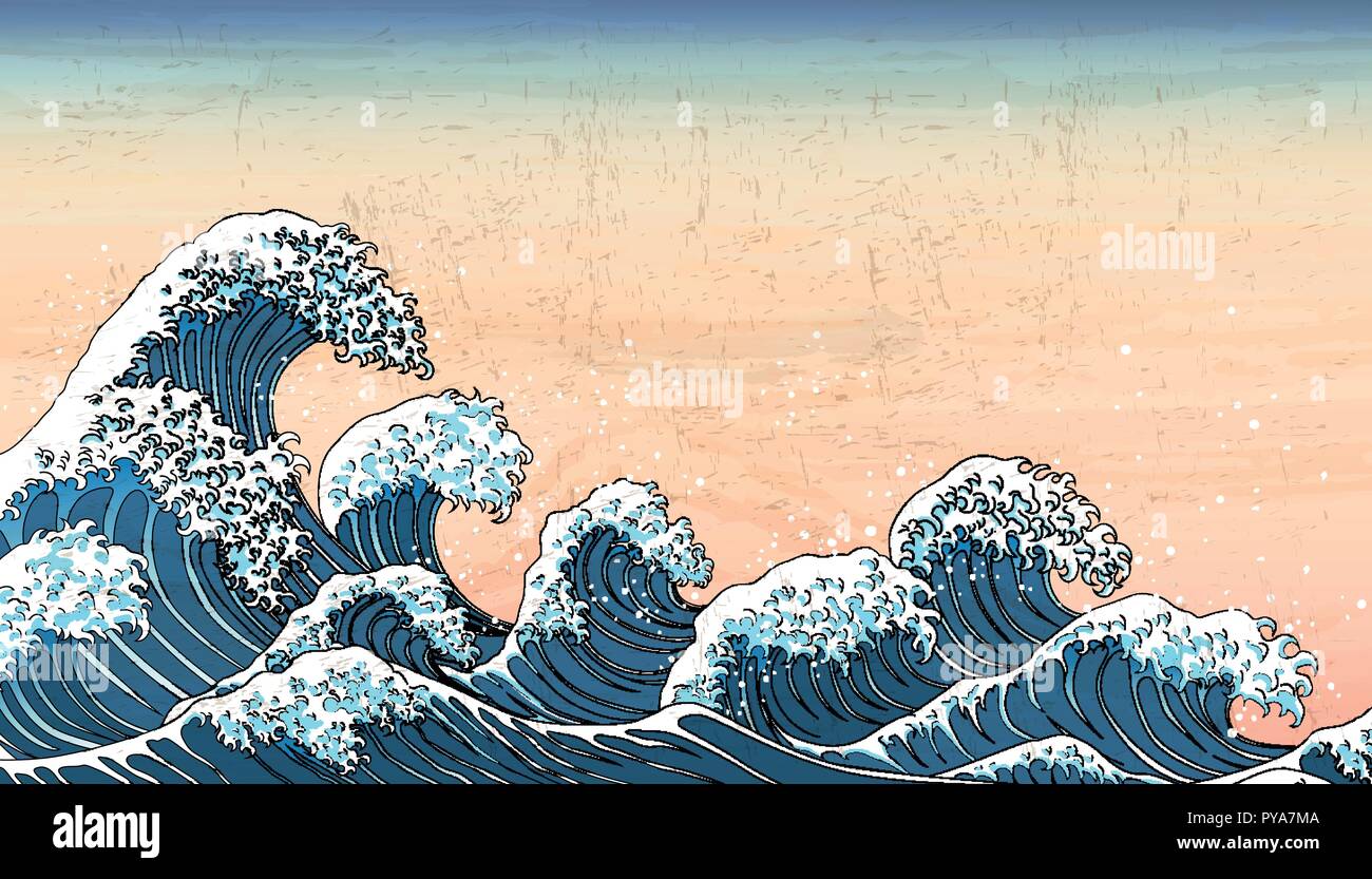 Retro Japan wave tides in Ukiyo-e style Stock Vector Image & Art - Alamy