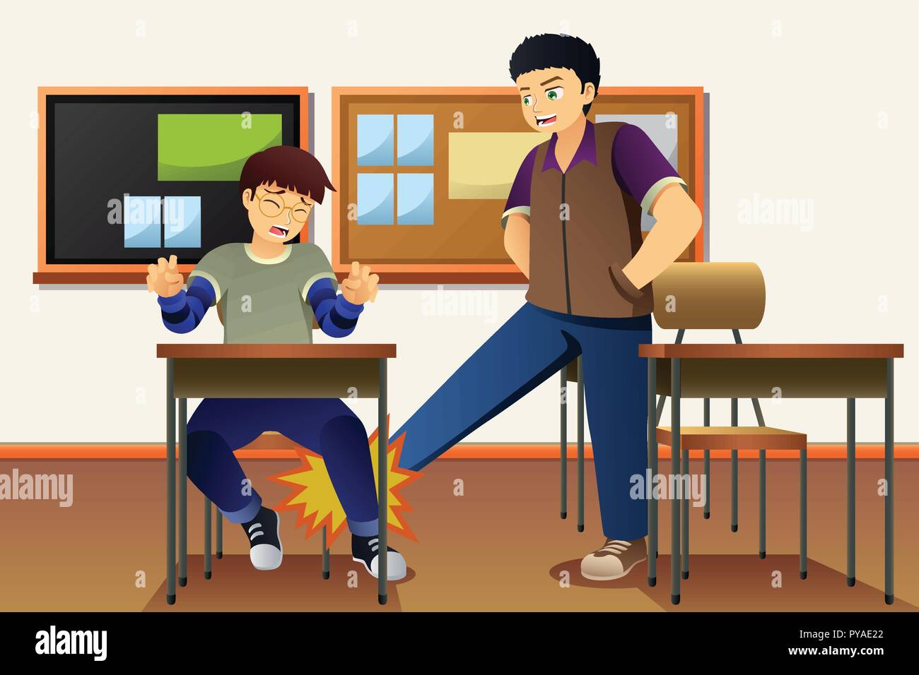 A vector illustration of Student Bullying His Friend Stock Vector