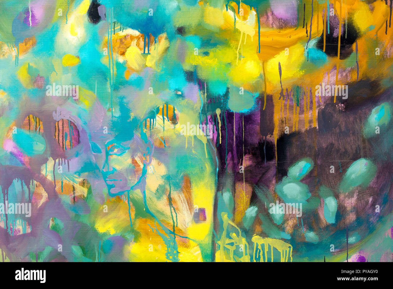 Picture of Abstract art background. Acrylic on canvas. Rough brushstrokes of paint ...