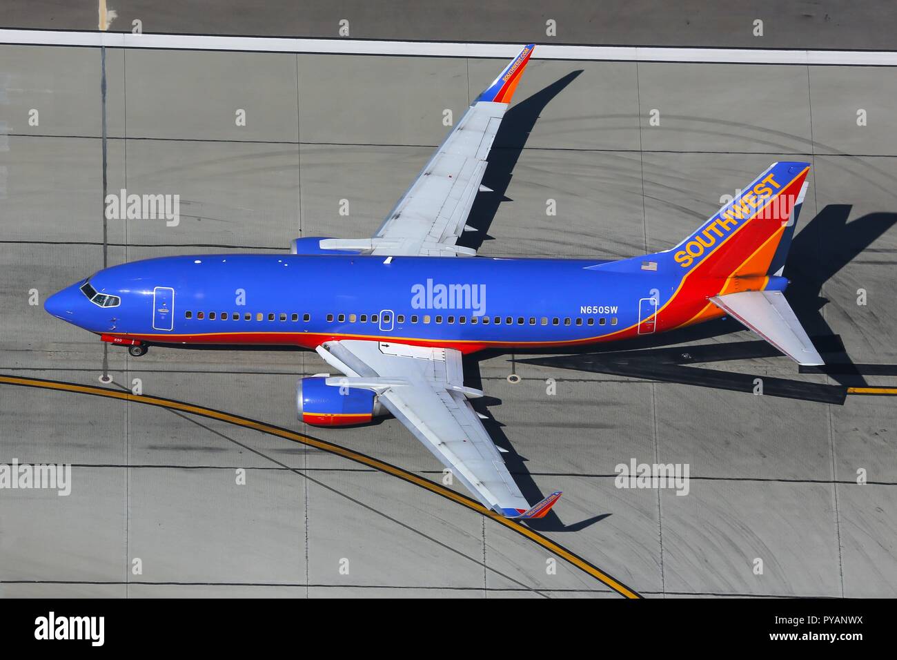 Los Angeles, USA - 20. February 2016: Southwest Airlines Boeing 737-700 at Los Angeles airport (LAX) in the USA. | usage worldwide Stock Photo
