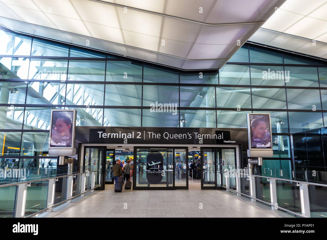 London, United Kingdom - August 1, 2018: Airport Terminal 2 of London Heathrow airport LHR in the United Kingdom. | usage worldwide Stock Photo
