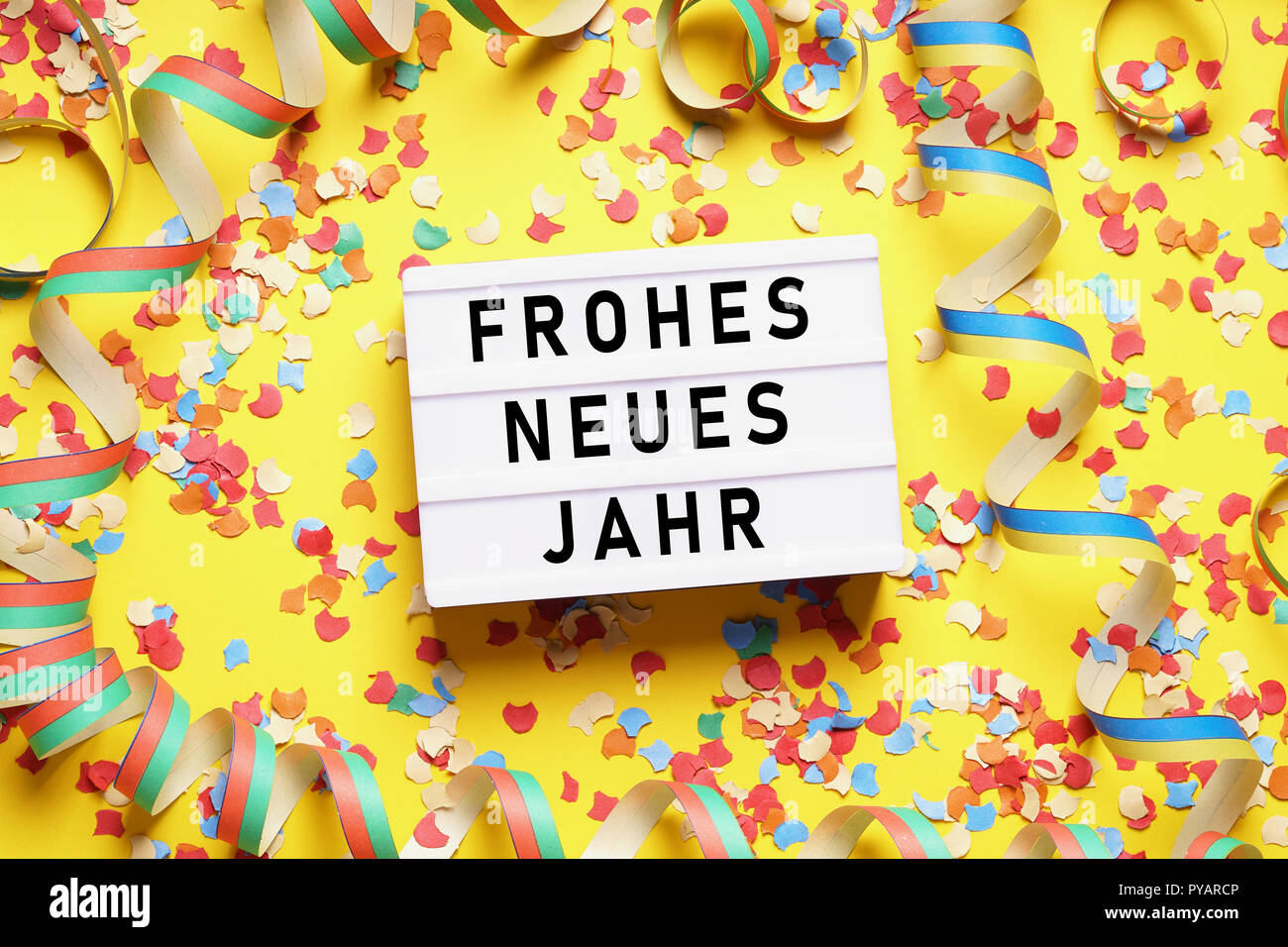 Frohes neues Jahr means happy new year in German Stock Photo