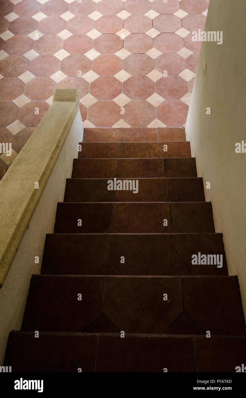 Pattern of cement steps with a background of a house. concept of ascending in life. steps of success, success concept. Stock Photo
