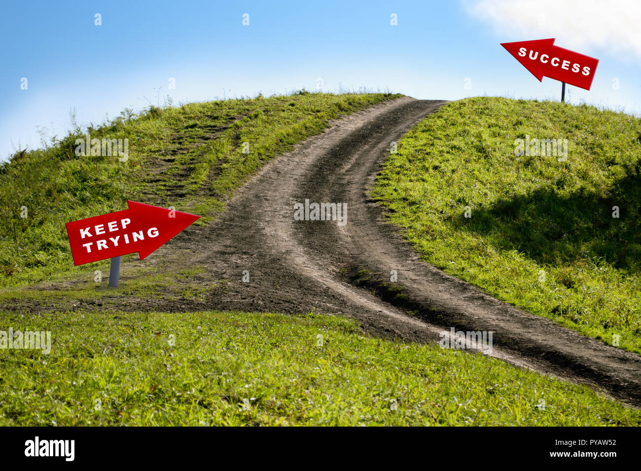 concept of success jorney with dark shadows and steep road Stock Photo