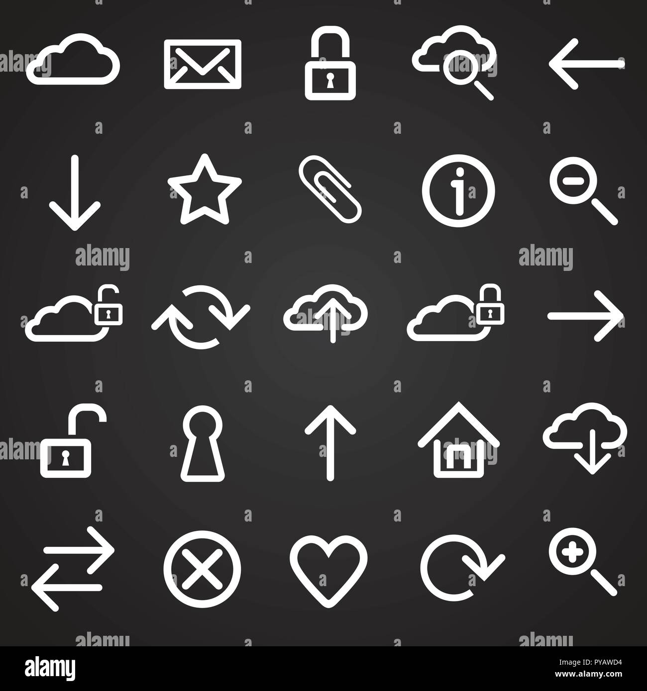 Web developer basic set on black background Stock Vector