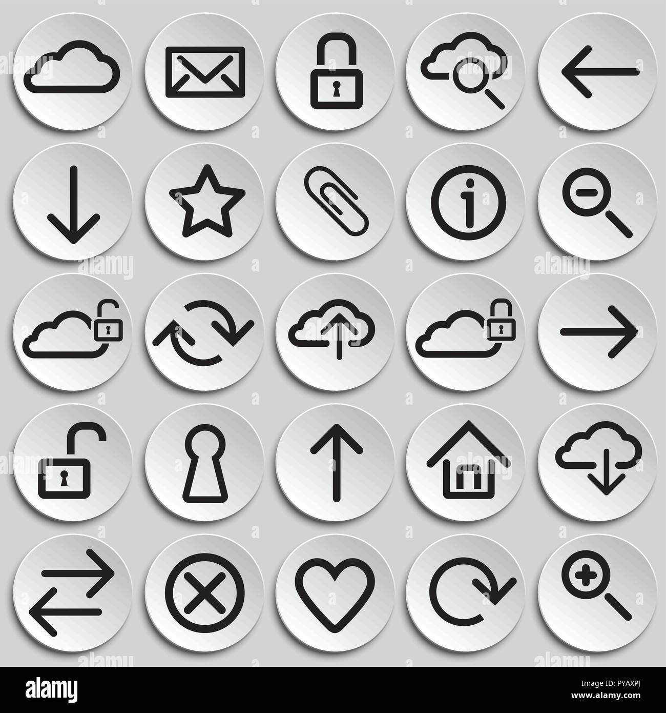 Web developer basic set on plates background Stock Vector