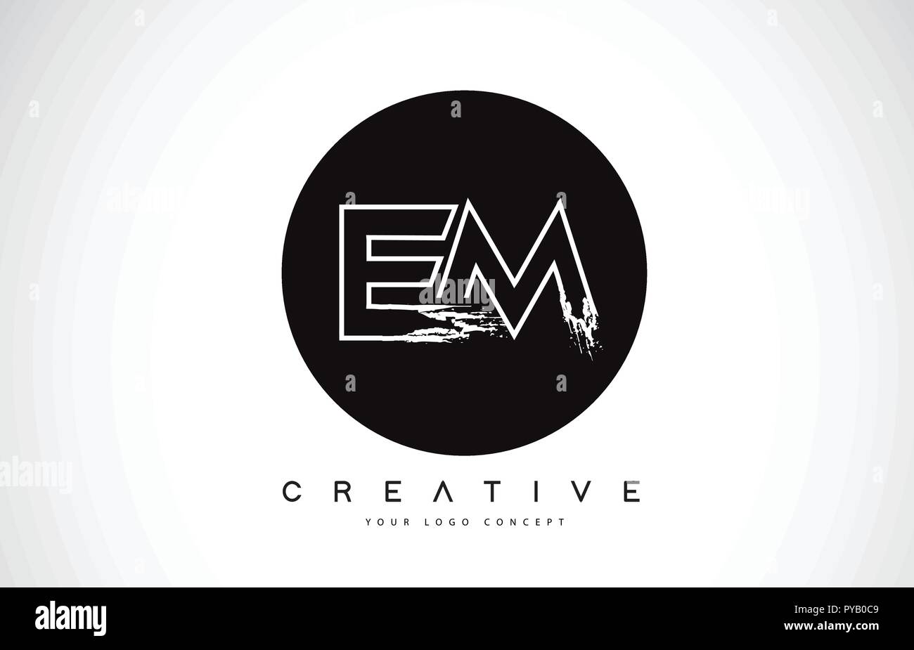EM Modern Leter Logo Design with Black and White Monogram. Creative ...