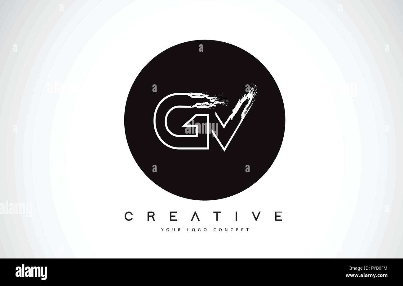 GV Modern Leter Logo Design with Black and White Monogram. Creative ...