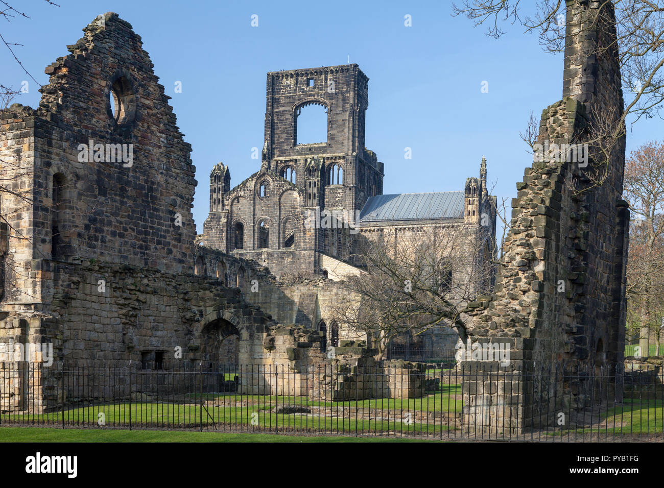 View of Kirkstall Abbey, a ruined Cistercian monastery near Leeds, West Yorkshire Stock Photo