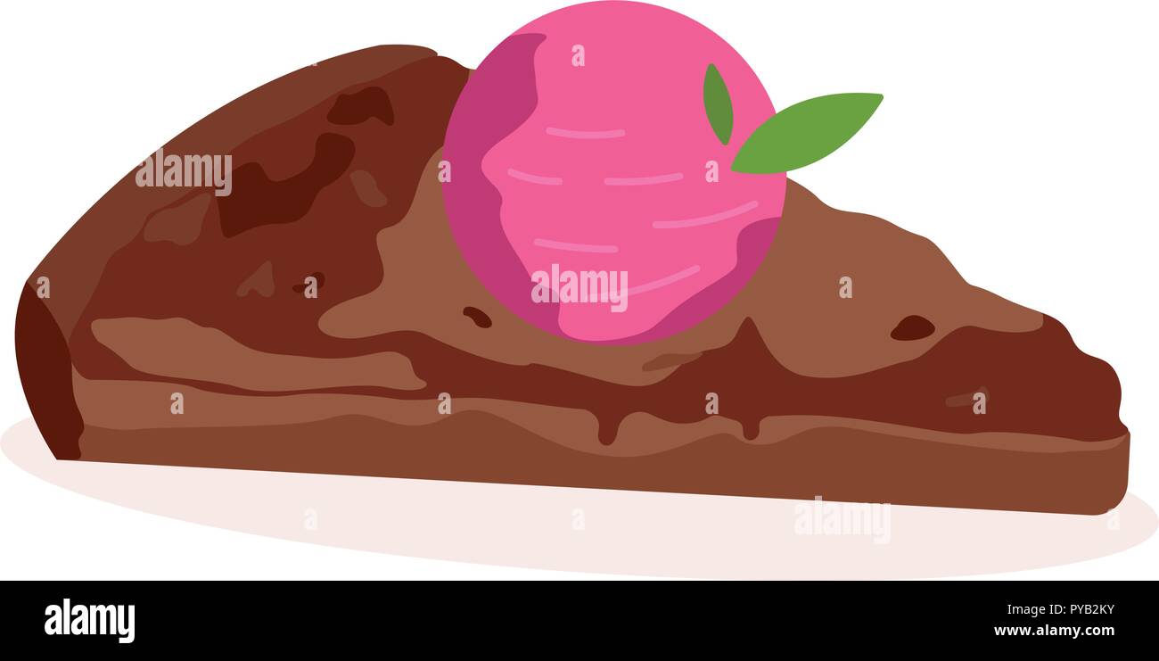 Cake with strawberry in chocolate, detailed vector Stock Vector