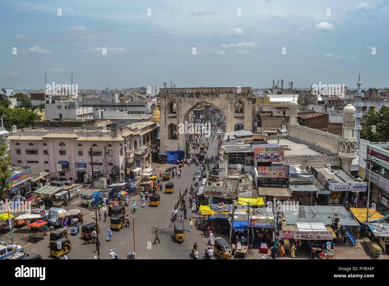View of the market place around the Charminar/Hyderabad/India Stock Photo