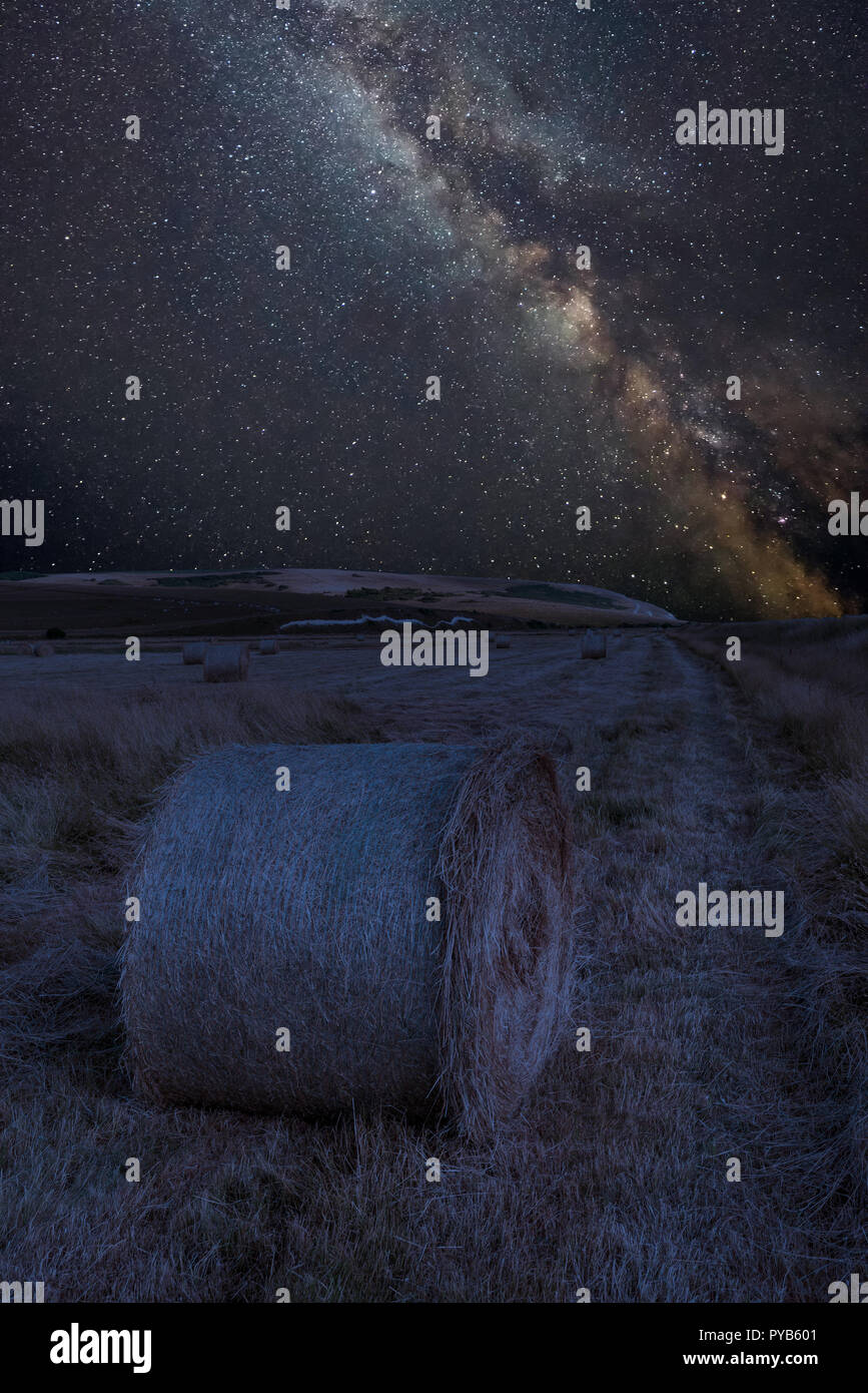 Stunning vibrant Milky Way composite image over landscape of English ...