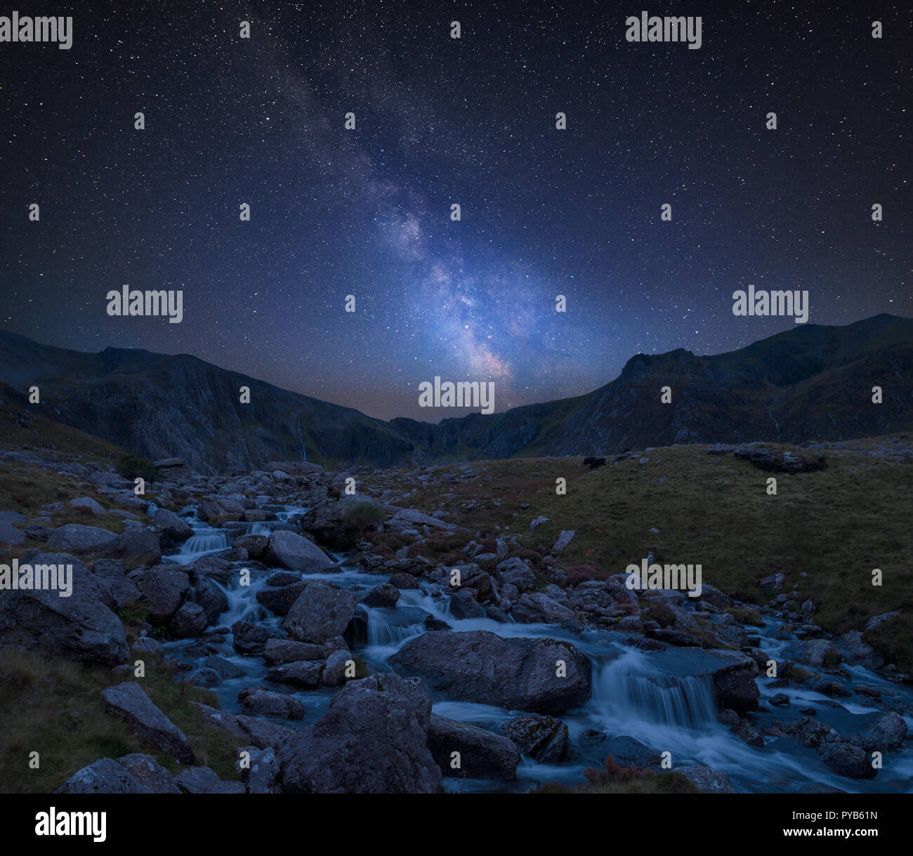 Stunning vibrant Milky Way composite image over Landscape image of ...