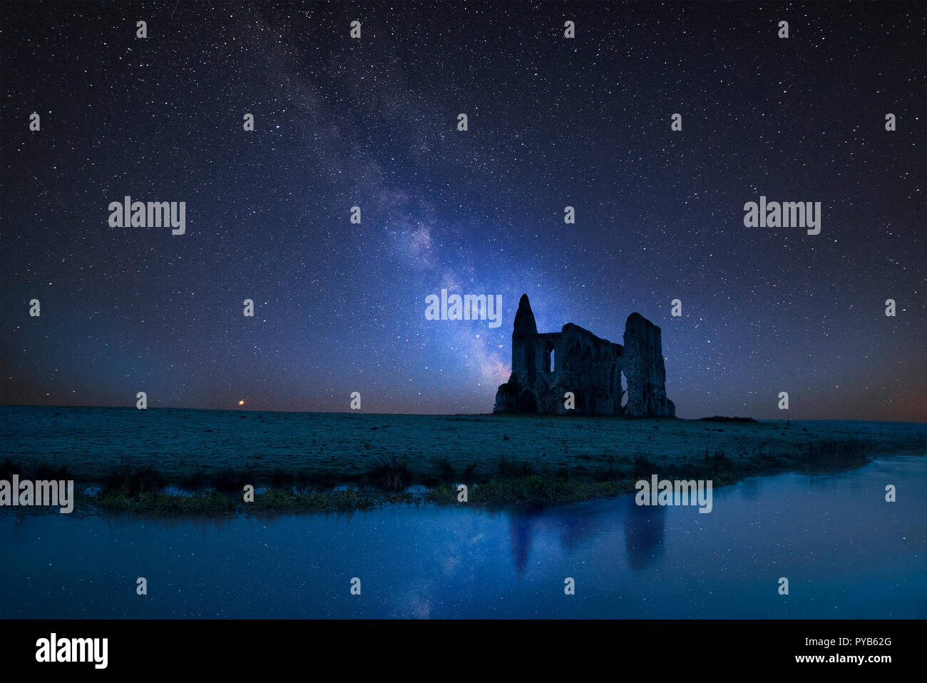 Stunning vibrant Milky Way composite image over landscape of Priory ...