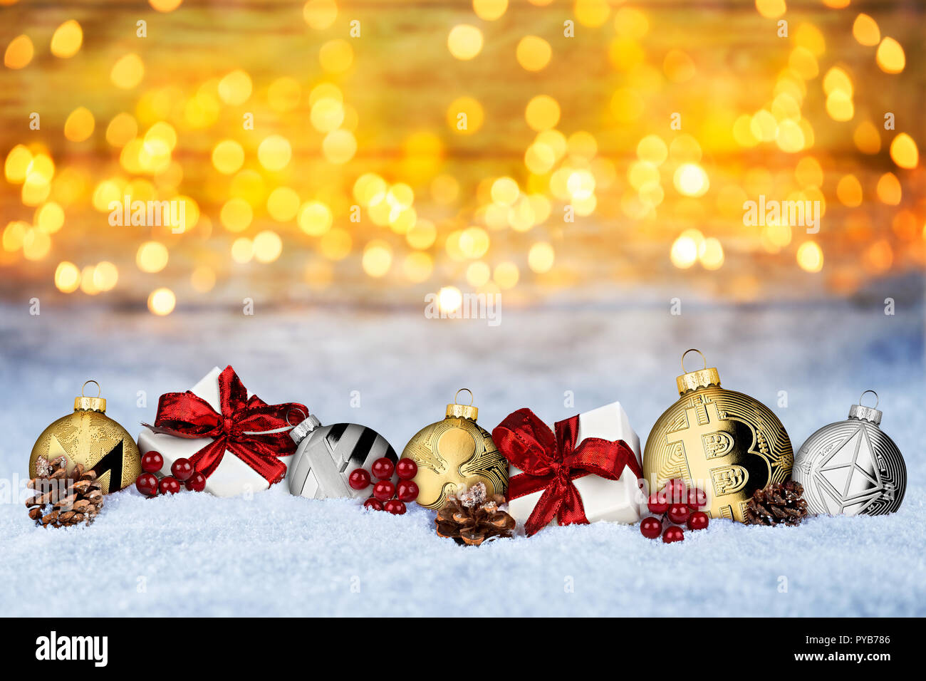 crypto currency coin christmas xmas ball bauble set collection gold silver bitcoin  ethereum monero litecoin dash iota ripple isolated on white backgro Stock  Photo - Alamy