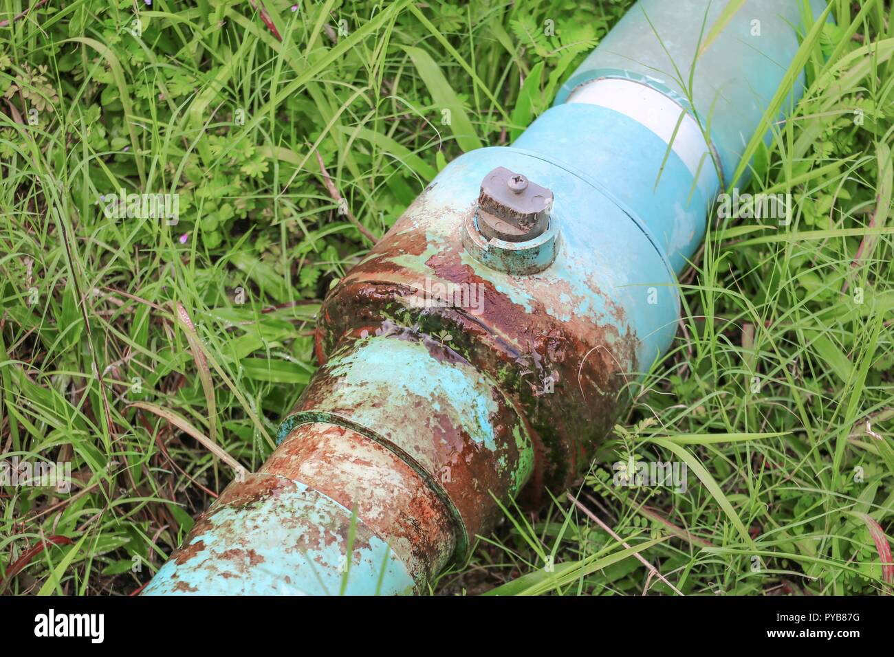 water valve broken plumbing tube and leak at wait repair plumber Stock