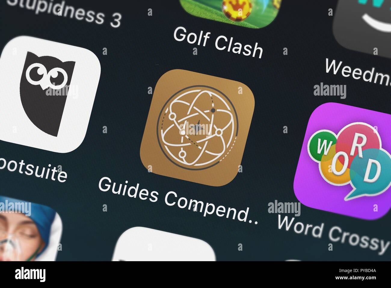 London, United Kingdom - October 26, 2018: Screenshot of the The Guides Compendium mobile app from RosiMosi LLC icon on an iPhone. Stock Photo
