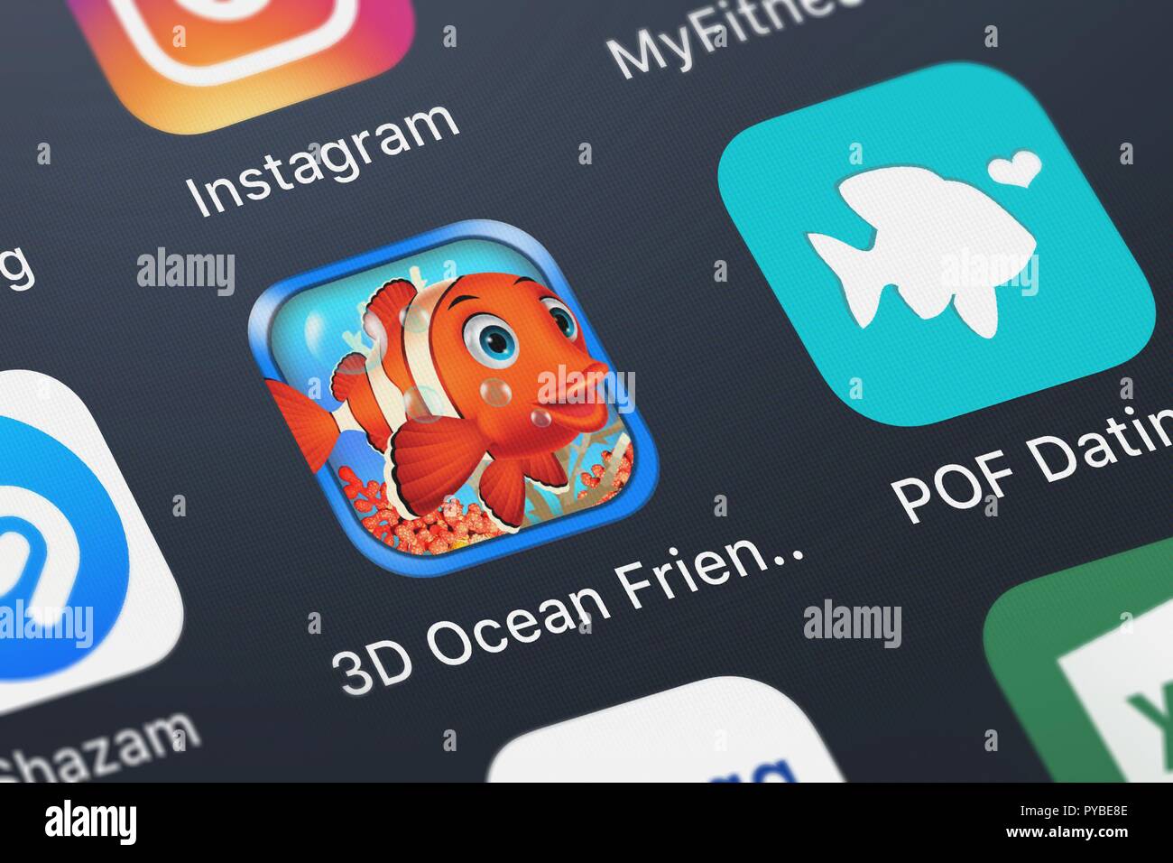 London, United Kingdom - October 26, 2018: Icon of the mobile app 3D Ocean Friends Pet Racing Game FREE from uTappz Mobile Development LLC on an iPhon Stock Photo