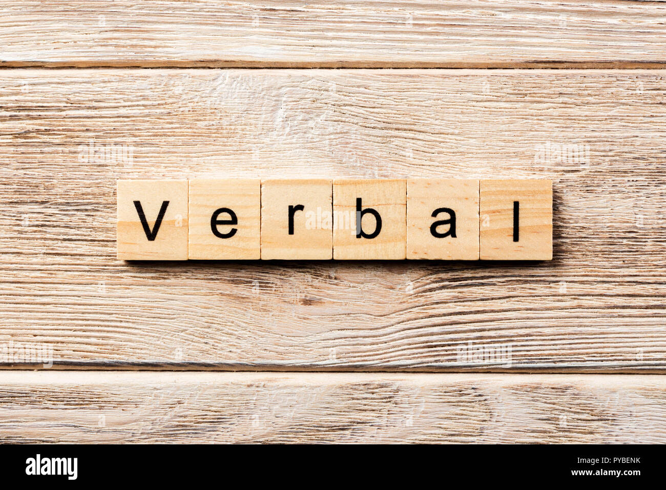 verbal word written on wood block. verbal text on table, concept. Stock Photo