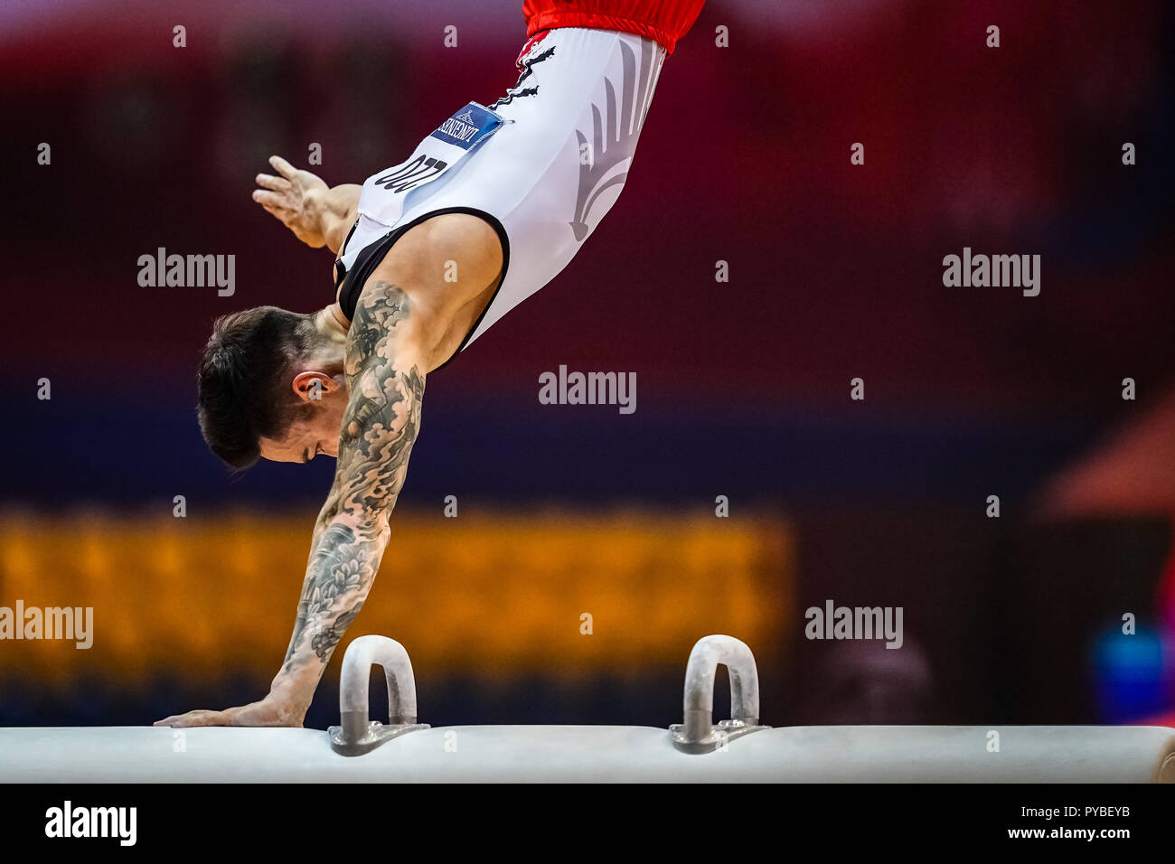 Doha, Qatar. 26th Oct 2018. October 26, 2018: Marcel Nguyen of Germany during Pommel Horse qualification at the Aspire Dome in Doha, Qatar, Artistic FIG Gymnastics World Championships. Ulrik Pedersen/CSM Credit: Cal Sport Media/Alamy Live News Stock Photo