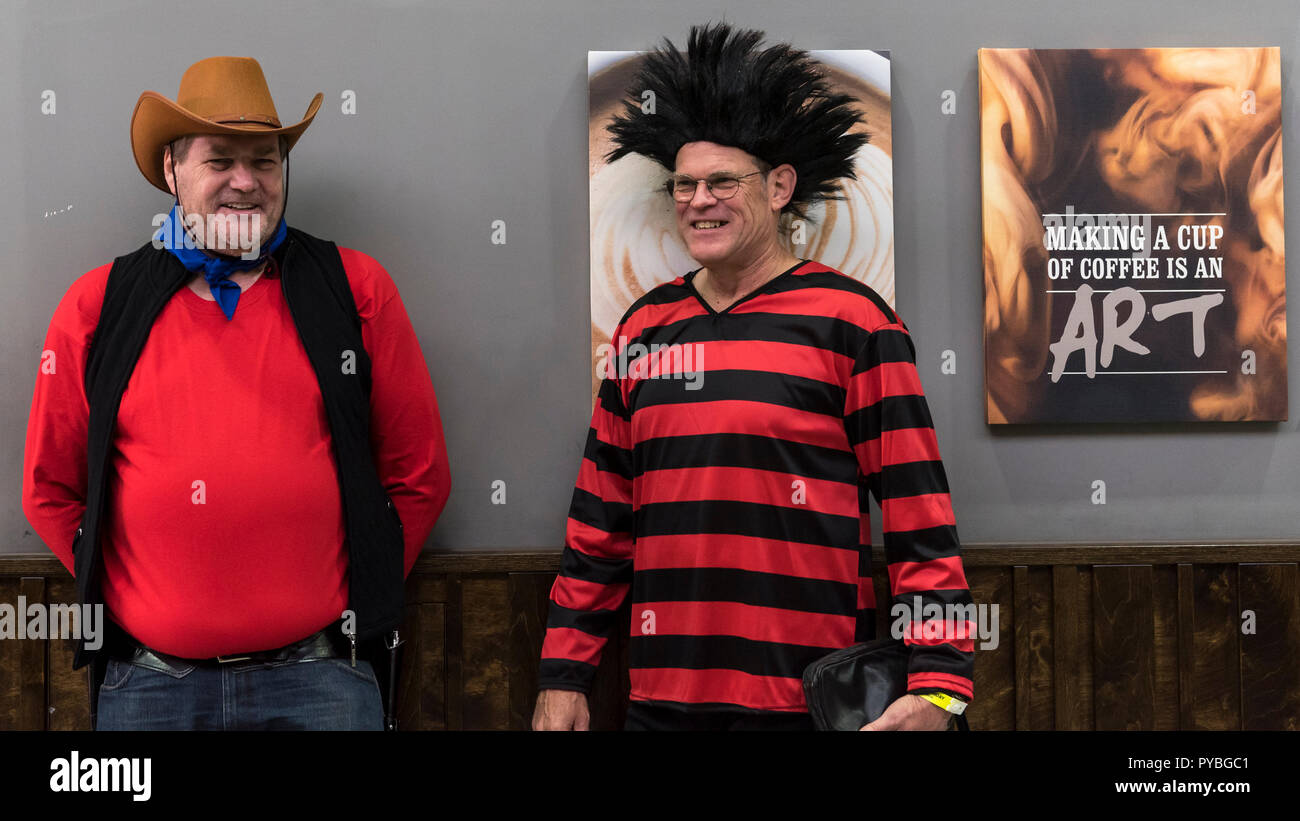 London, UK. 26 October 2018. Men dressed as Desperate Dan and