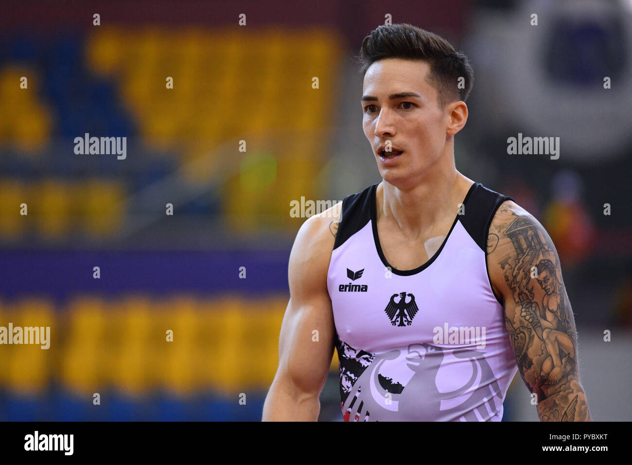 Marcel Nguyen (GER),  October 26, 2018 - Artistic Gymnastics : The 2018 Artistic Gymnastics World Championships, Men's team Qualification Floor at Aspire Dome in Doha, Qatar. (Photo by MATSUO.K/AFLO SPORT) Stock Photo