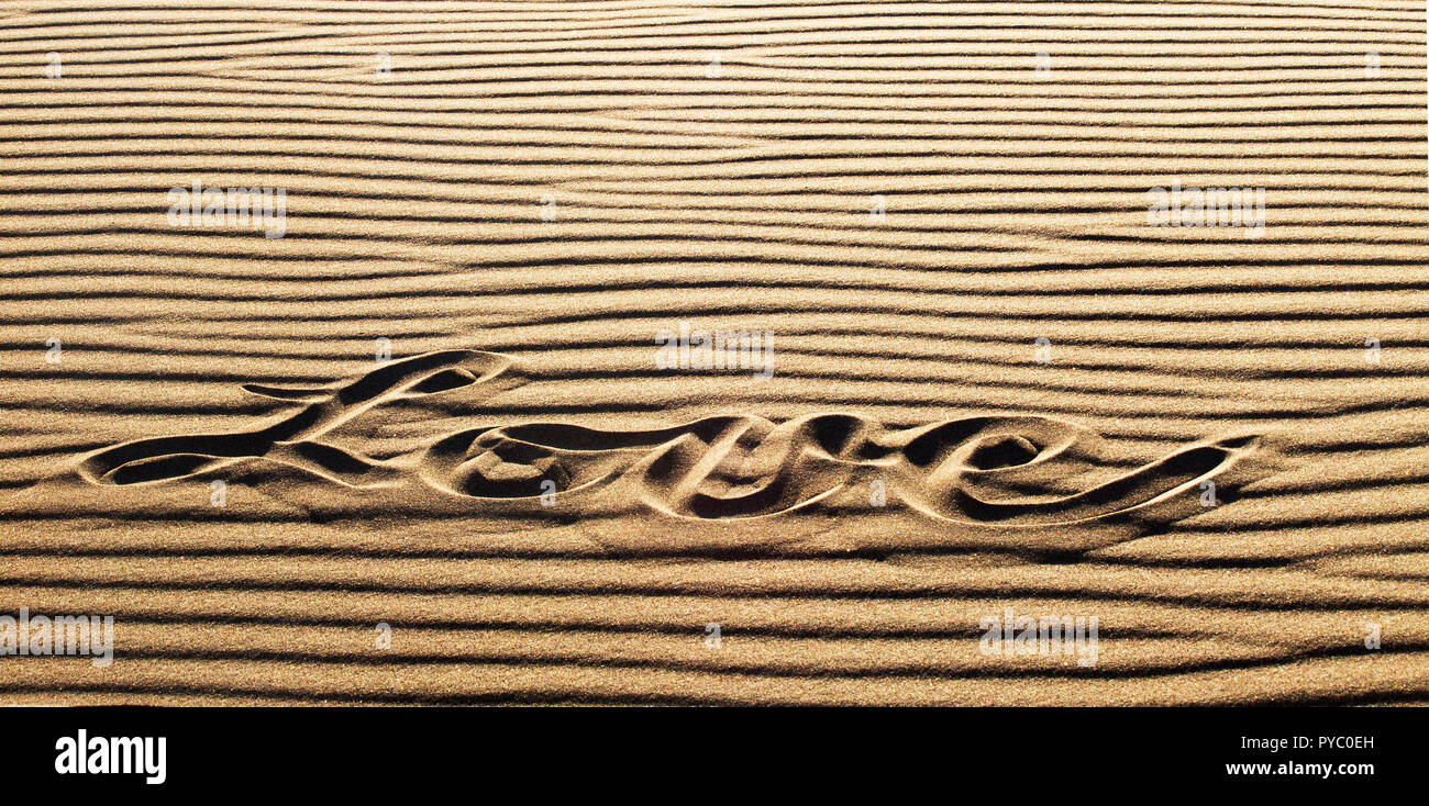 Love Written in the Sand, Great Sand Dunes Natioanl Park and Preserve, Colorado Stock Photo