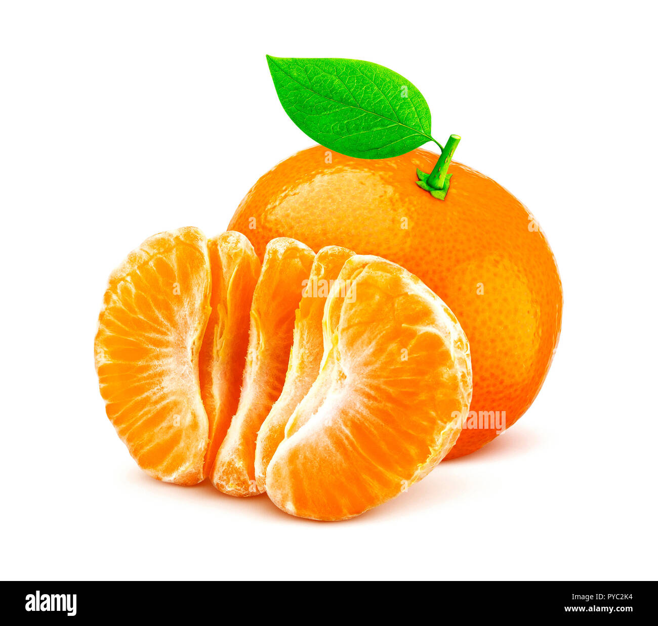 One mandarin or tangerine isolated on white background Stock Photo